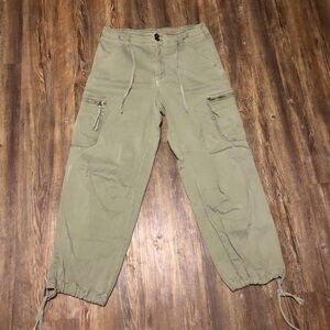 Pilcro Joggers Women's 27p High Rise Cargo Utility Light Olive Green Casual Pant